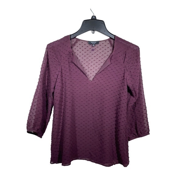 Babaton Tops - Aritzia Babaton Womens Silk Blend Blouse V-Neck Swiss Dot 3/4 Sleeve Size XS